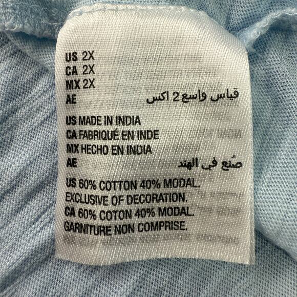 Style & Co Cotton Blend Blue White Floral Short Sleeve Pull-On Shirt Women 2X - Picture 4 of 5